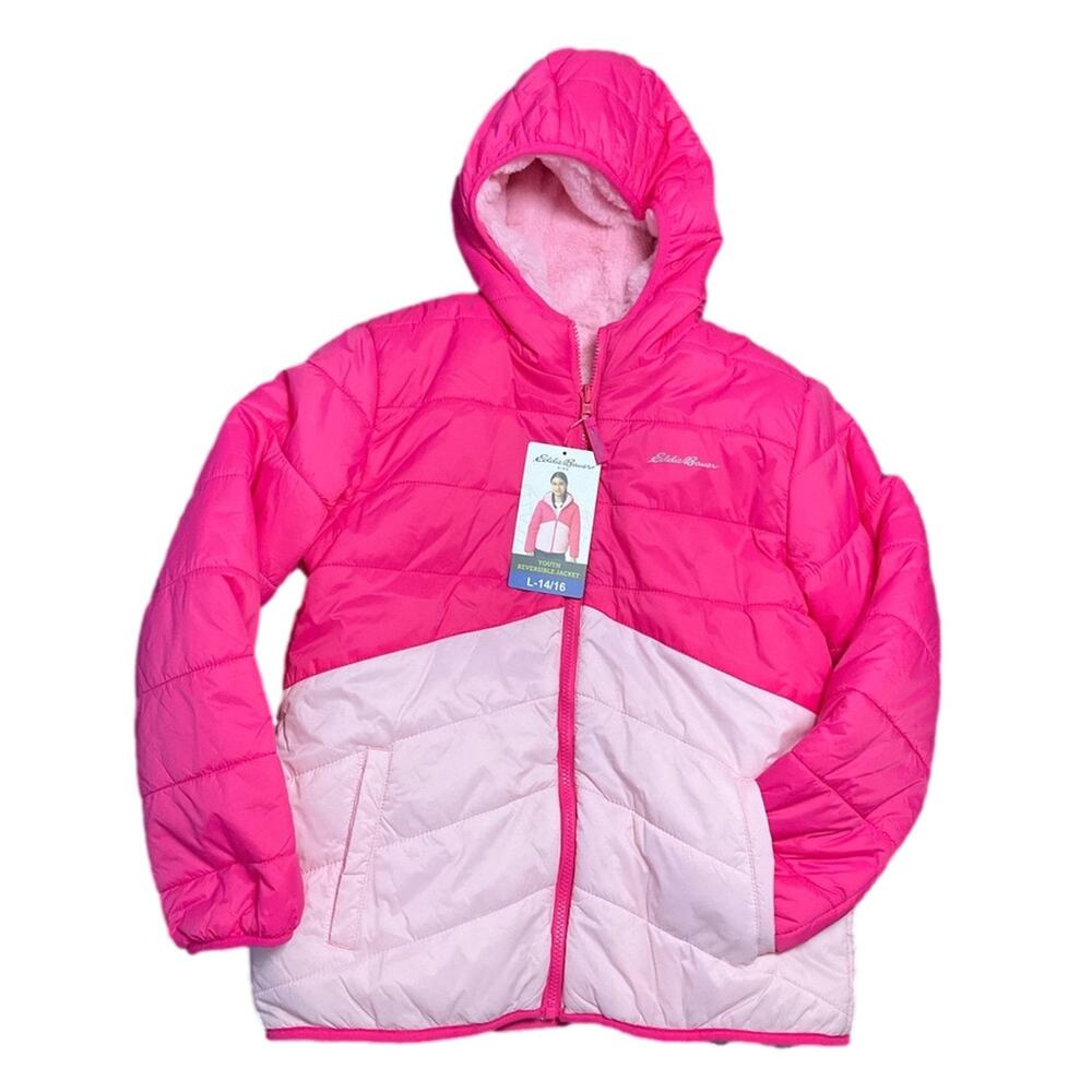 Eddie Bauer Girls Jacket Reversible Magenta Size Large NWT